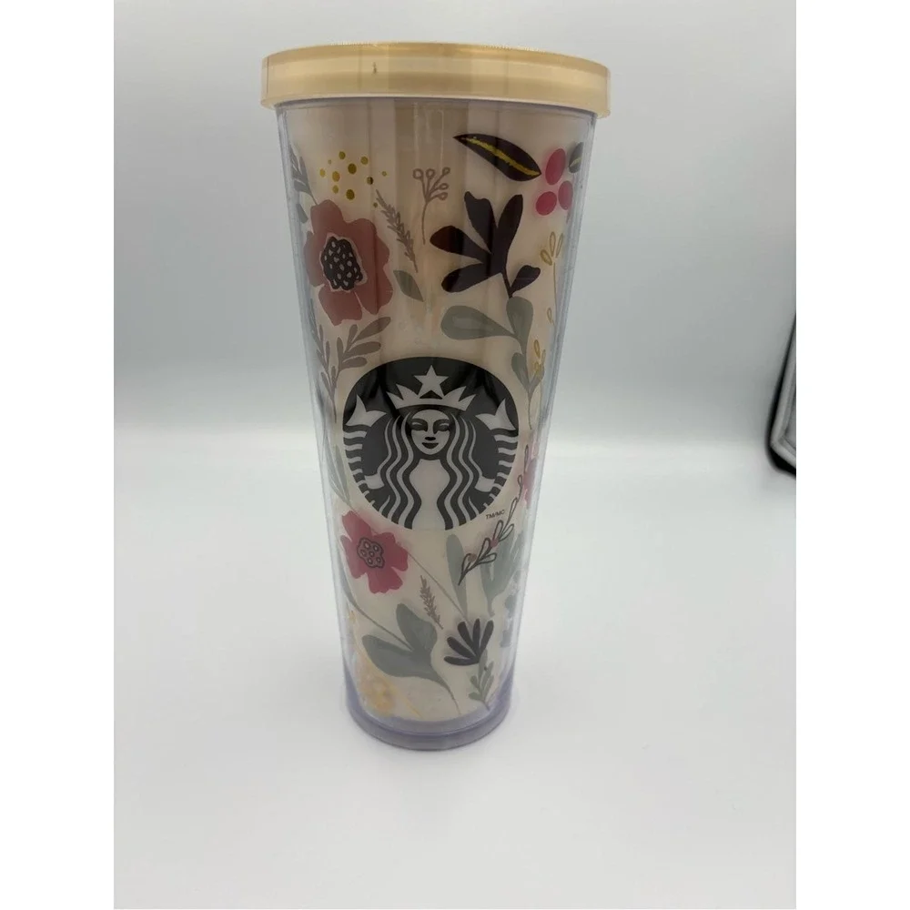 2014 Starbucks Floral Harvest Venti (24oz) Cold Cup Tumbler